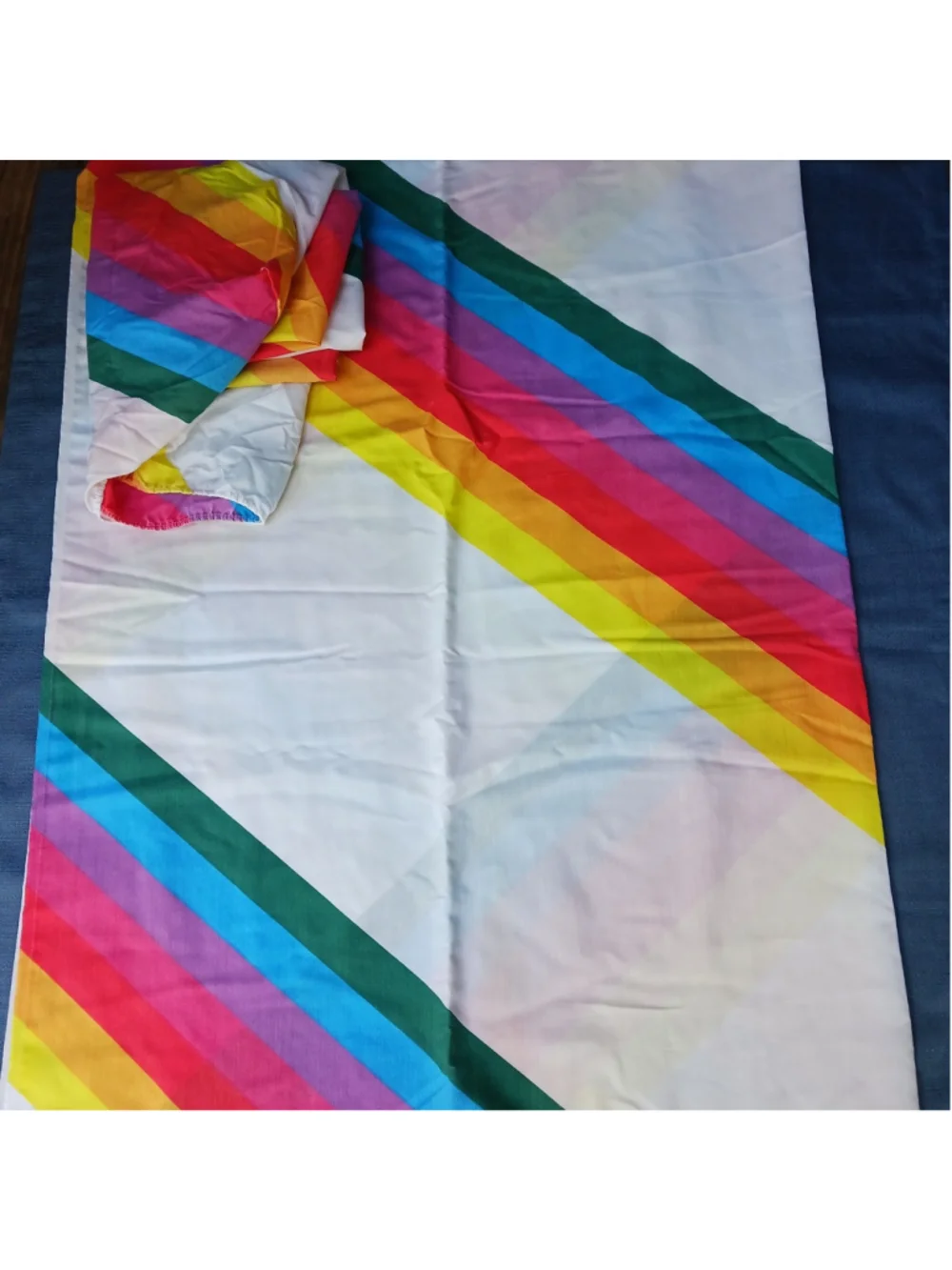 VTG 1970s Rainbow Twin Sheet Set Stranger Things MOD Bold Colors Retro